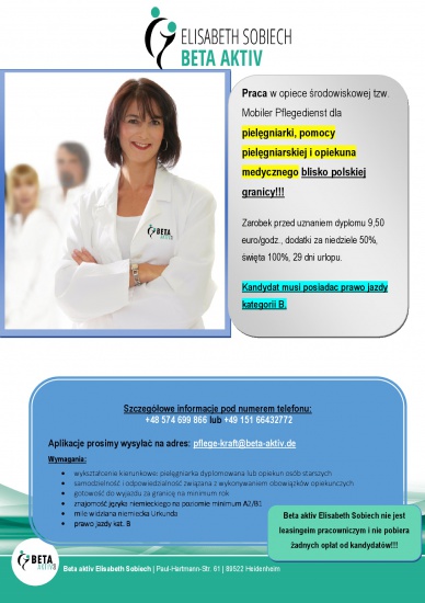 Pielęgniarka - Praca w opiece środowiskowej Niemcy